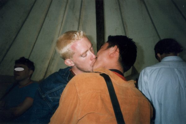 LGBT Pride 96 - someone came into the bi tent and claimed that bisexual men wouldn't kiss other men. Yes, they would...