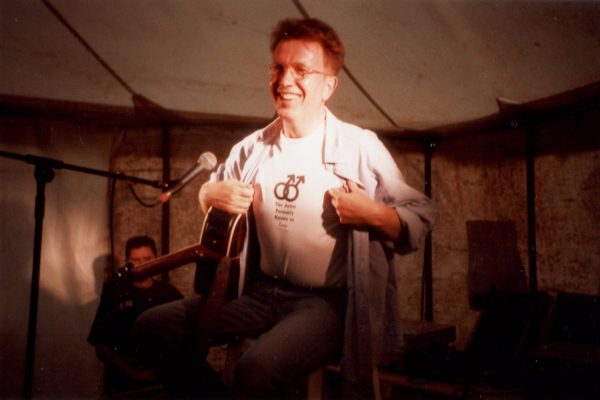 LGBT Pride 97 - Tom Robinson performs in the 'bisexual community' tent at Pride for the first time in many years: he'd being booed off the main stage for being in a relationship with a woman