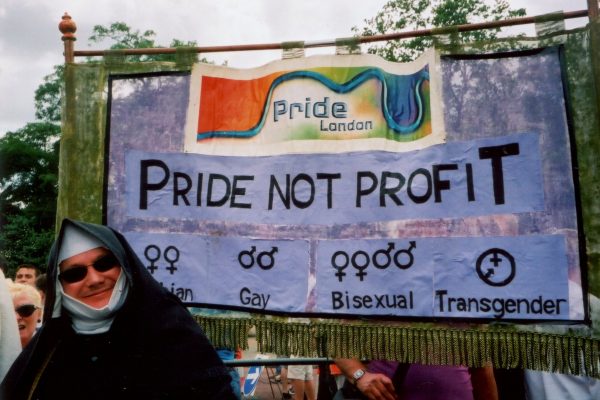 The banner for the march on the day that Pride 98 was originally planned to happen