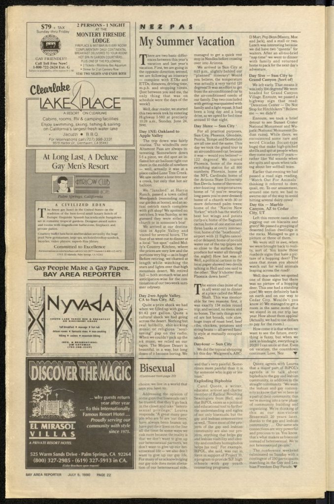 Page 22 of the Bay Area Reporter newspaper, 5th July 1990