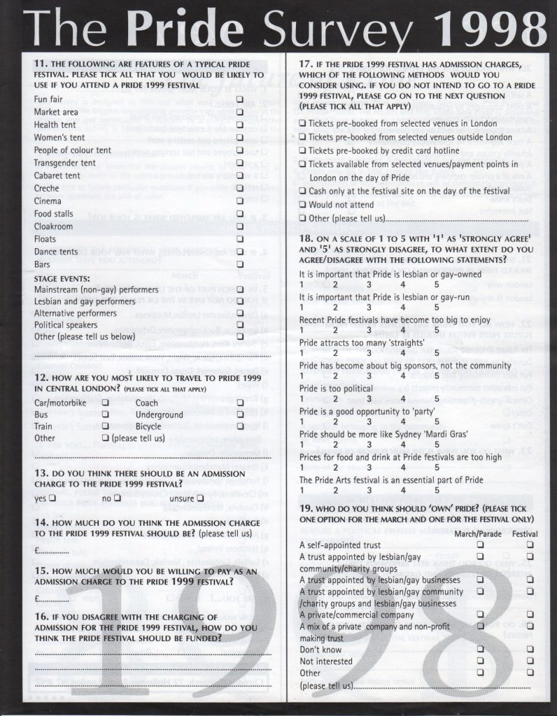 Page three of the Chronos 'Pride Survey 1998'