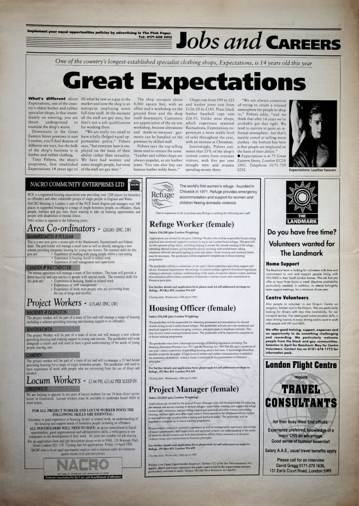Another  page of job ads from the Pink Paper 31st March 1995